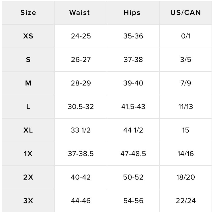 Size chart